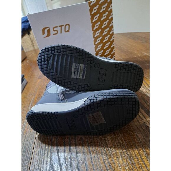 New 6 STQ Grey Winter Walking Boots Zip Lightweight Cozy Ankle Boots Booties NWT - Picture 10 of 10